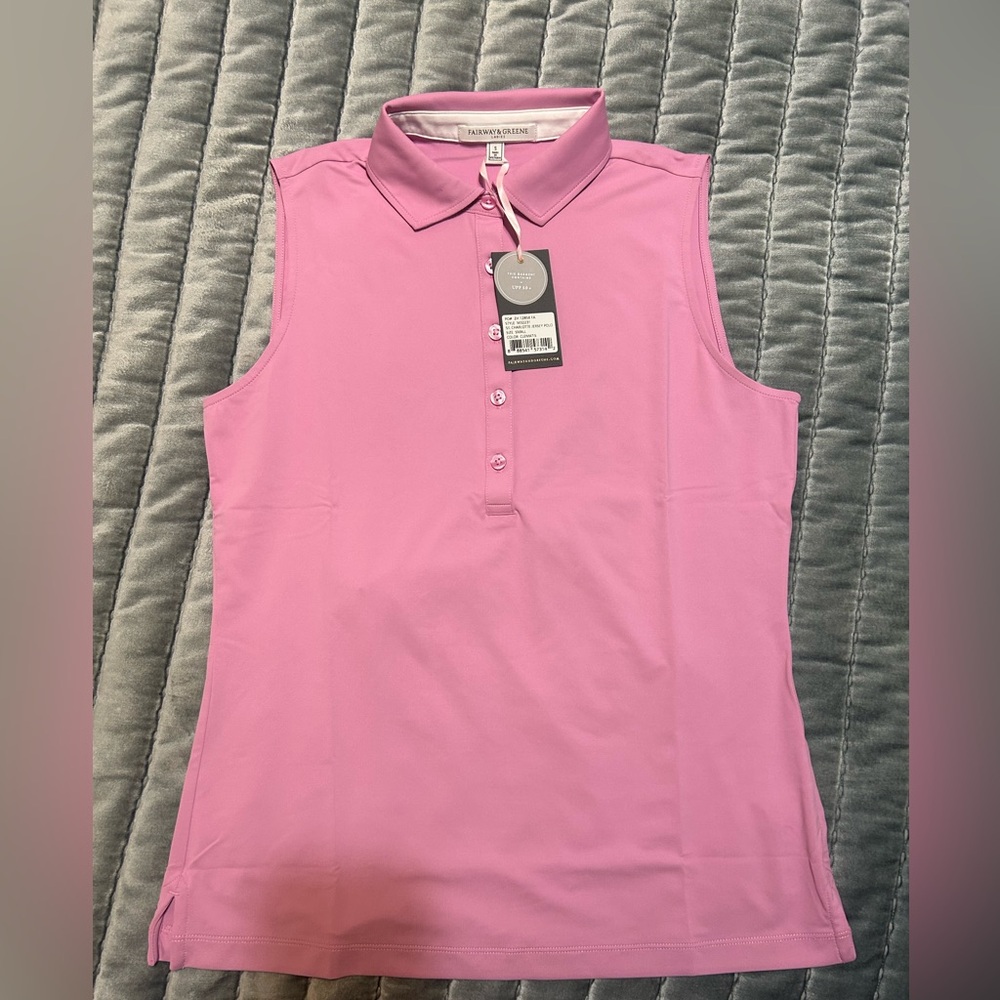 NWT Fairway & Greene Pink Sleeveless Polo Tank Fitted